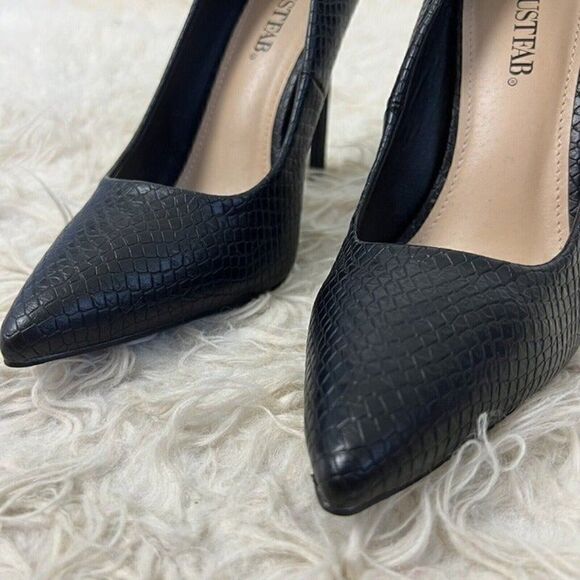 Just Fab Fallon 4.5" Black Textured Heel Women's 7.5 Pump Faux Snakeskin NWOT - Picture 5 of 10